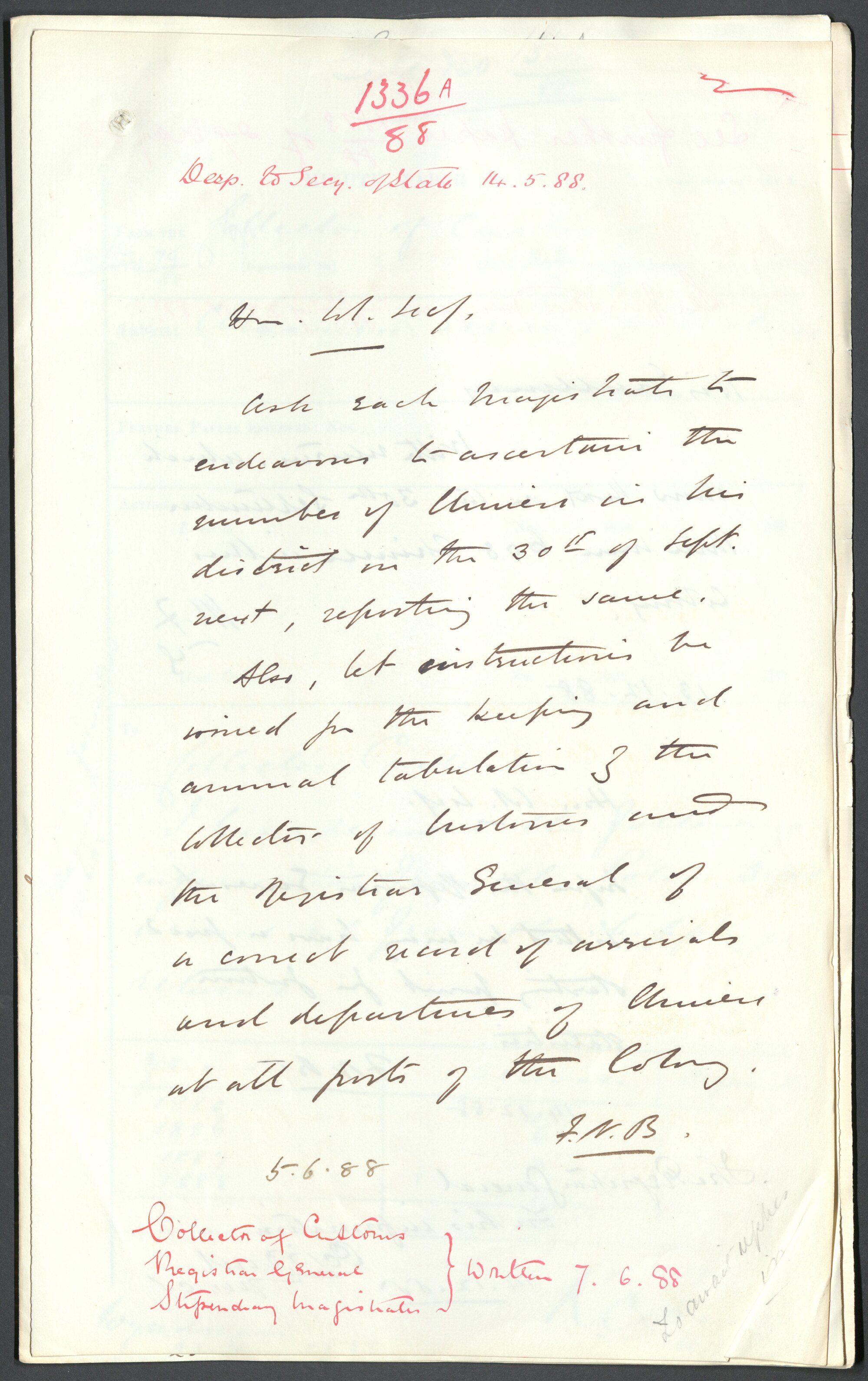 Page03 1888, Collector of Customs - Return of Chinese