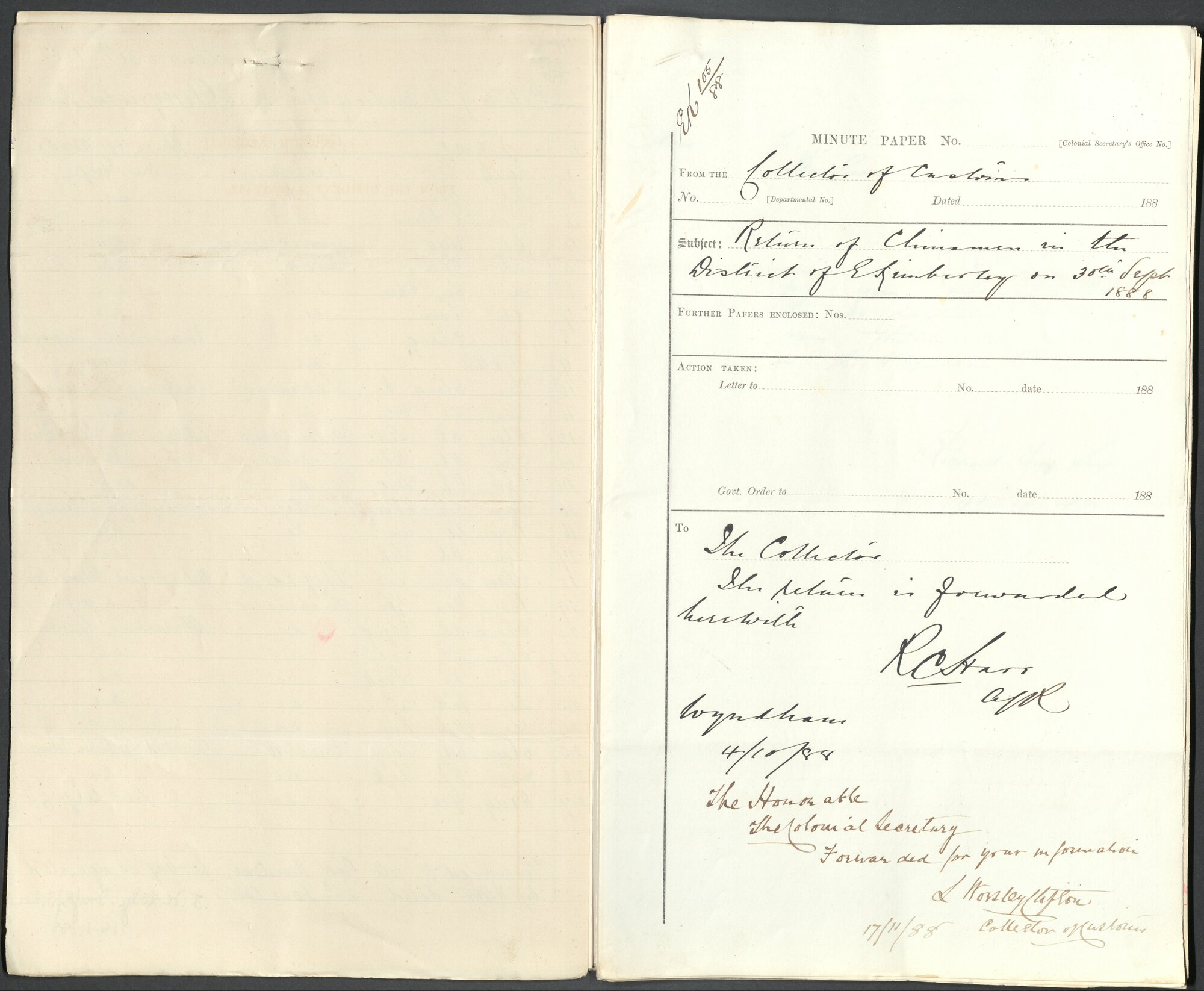 Page18 1888, Collector of Customs - Return of Chinese