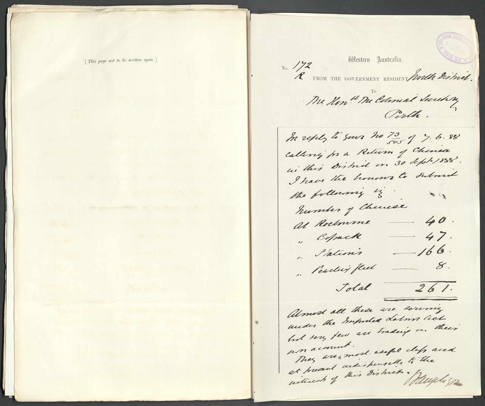 Page40 1888, Collector of Customs - Return of Chinese