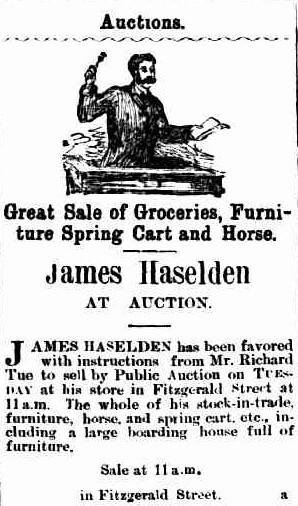 Advertisement of the sale of the property of Tue Richard 1896