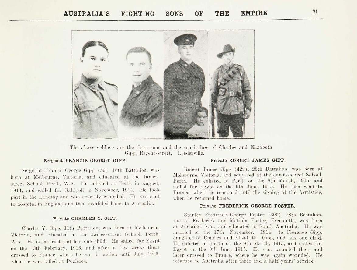 Military record of the male children of Ah You Charles