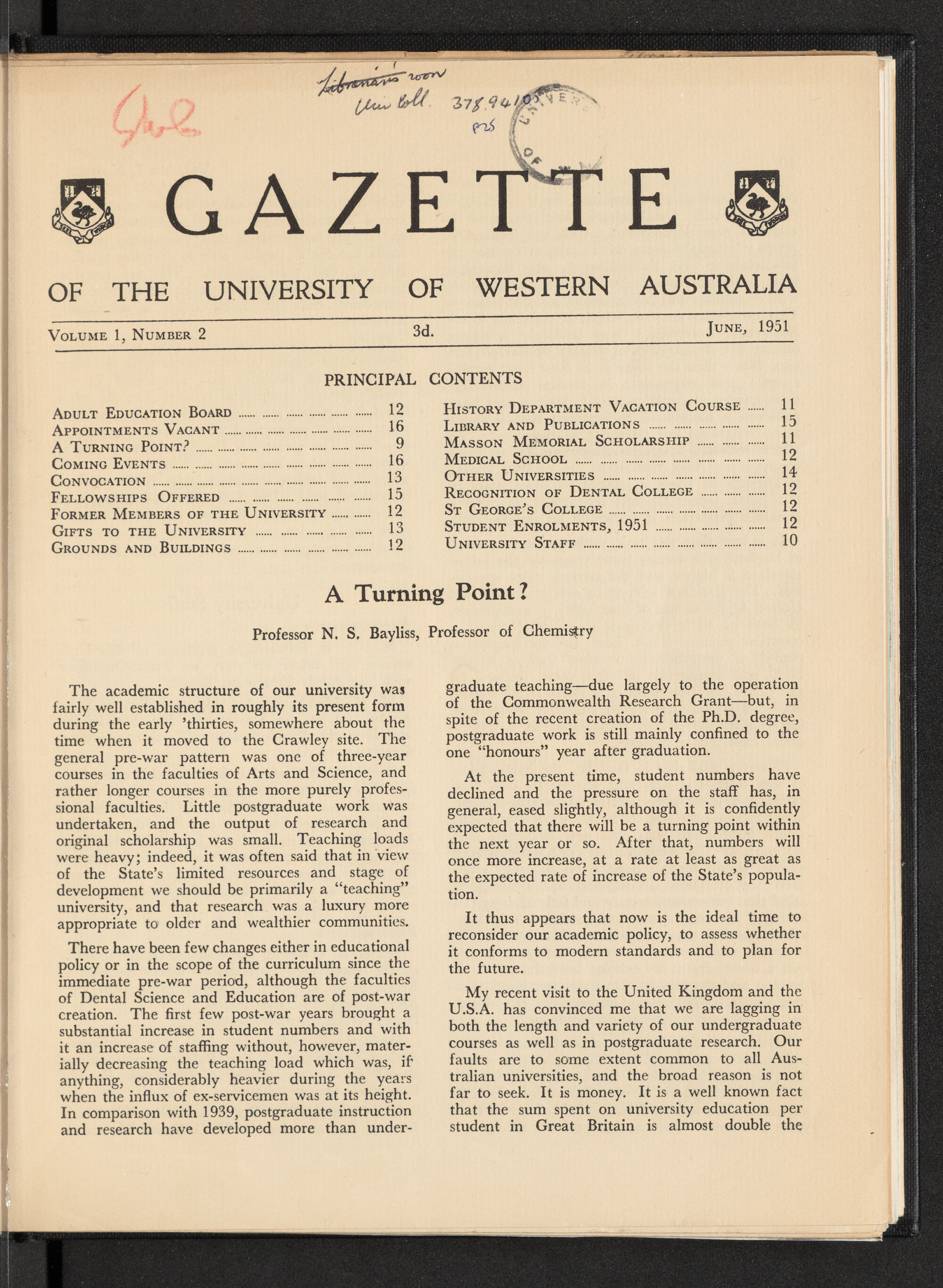 The Gazette of the University of Western Australia - Volume 1 - Number 2 - June 1951