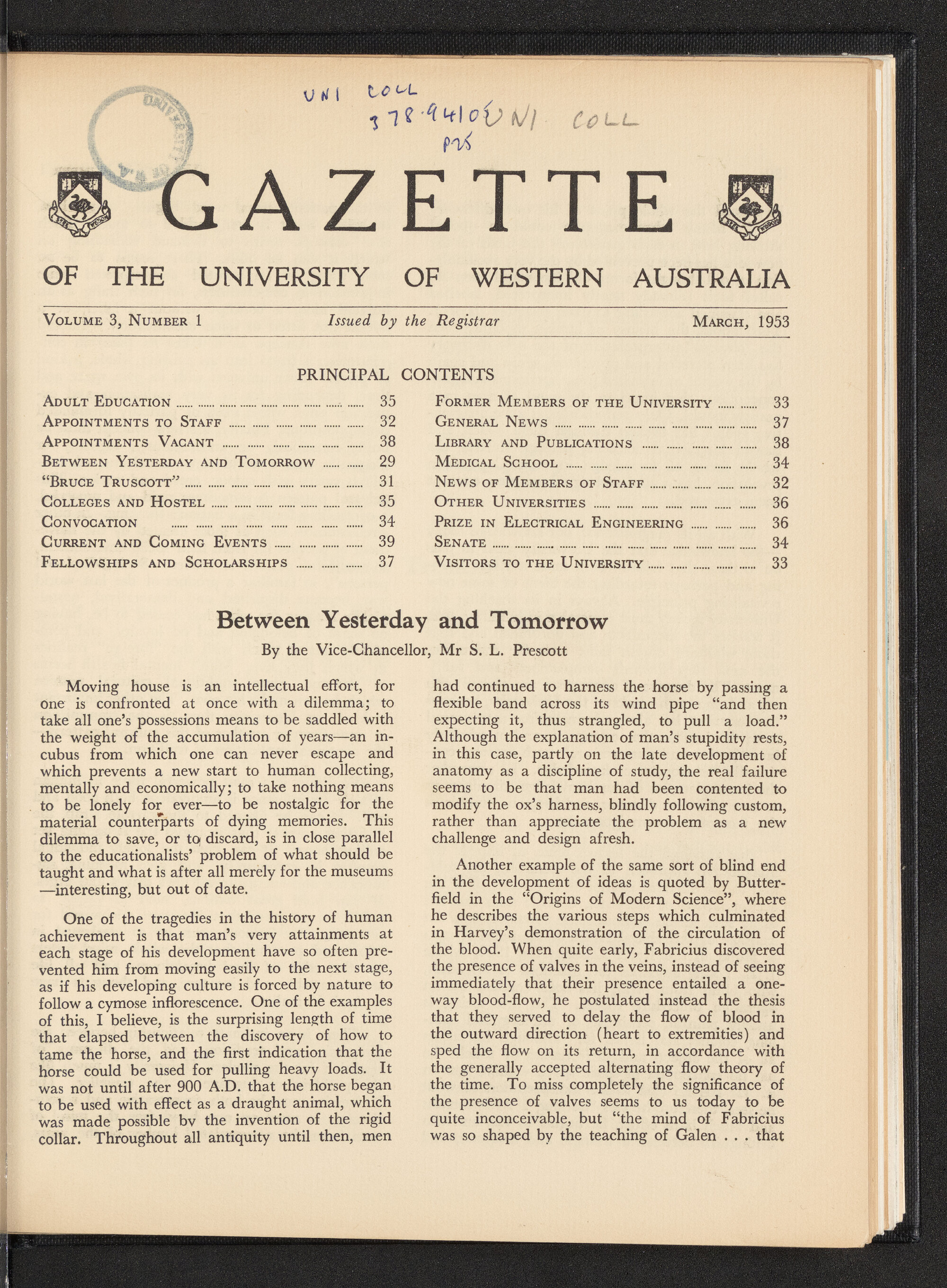 The Gazette of the University of Western Australia - Volume 3 - Number 1 - March 1953