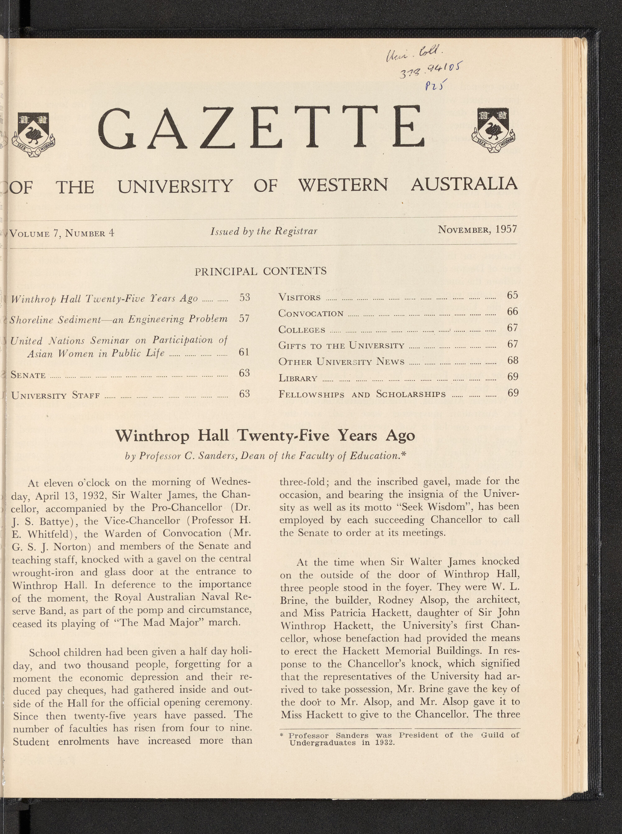 The Gazette of the University of Western Australia - Volume 7 - Number 4 - November 1957