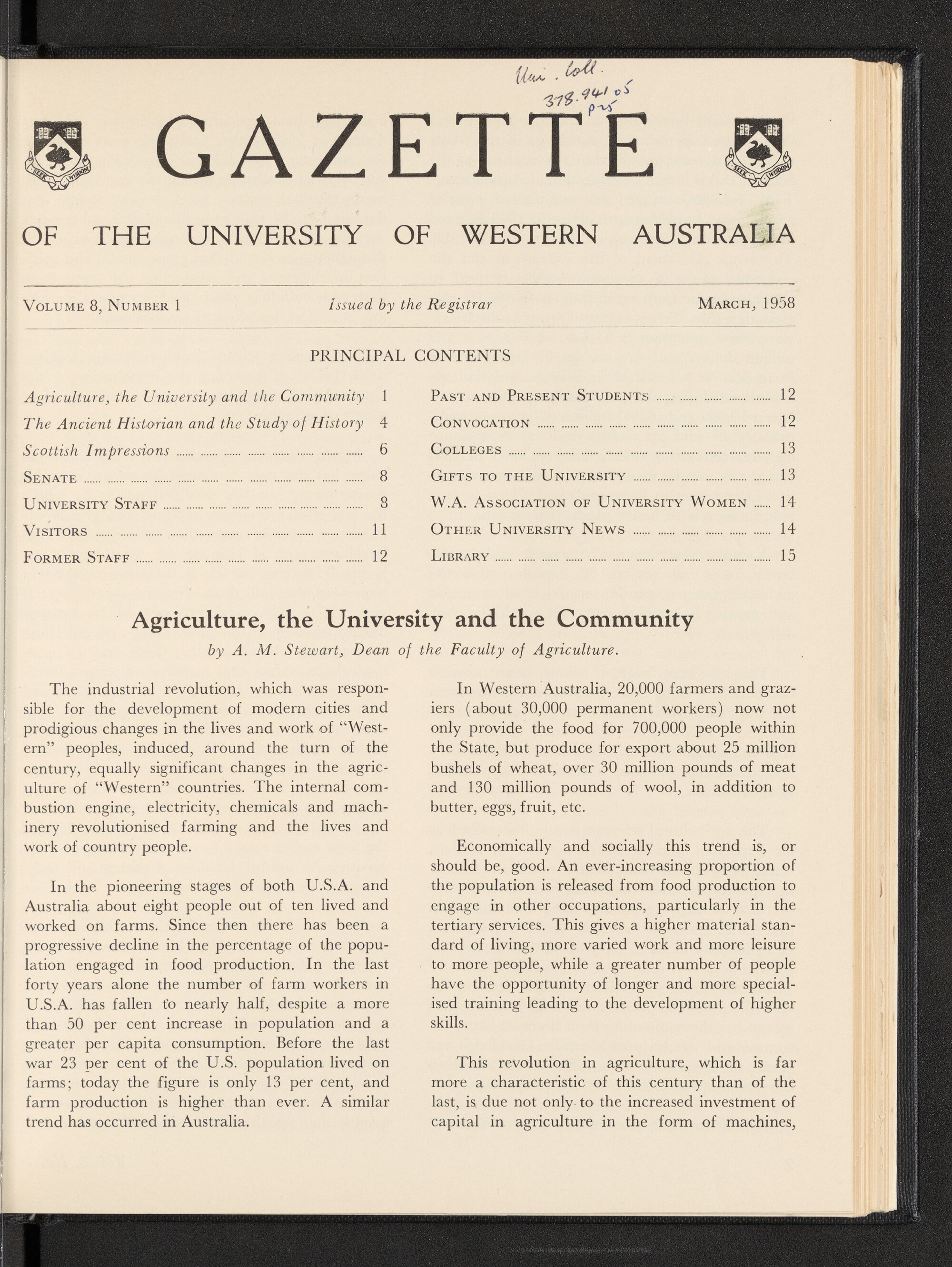 The Gazette of the University of Western Australia - Volume 8 - Number 1 - March 1958