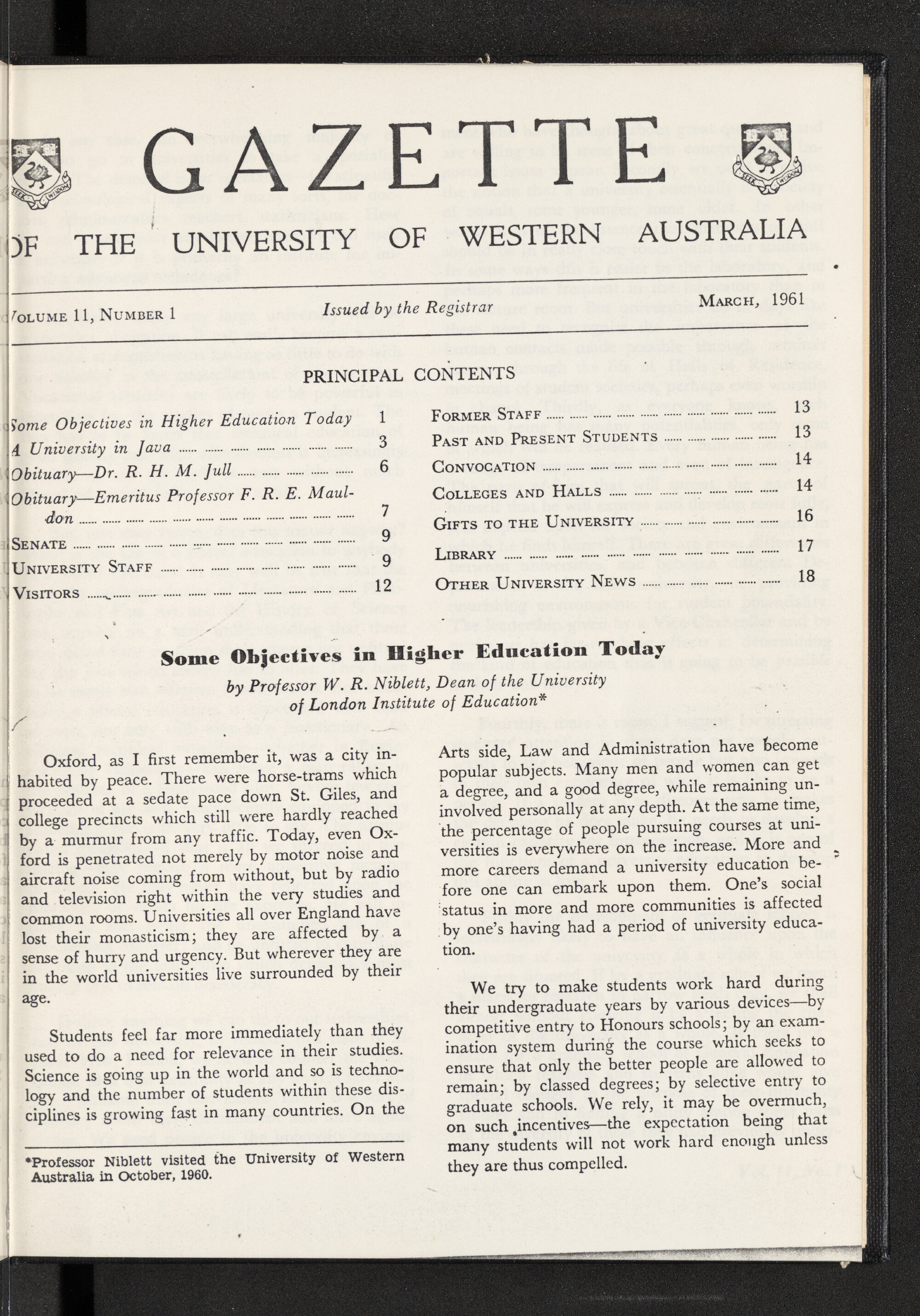 The Gazette of the University of Western Australia - Volume 11 - Number 1 - March 1961