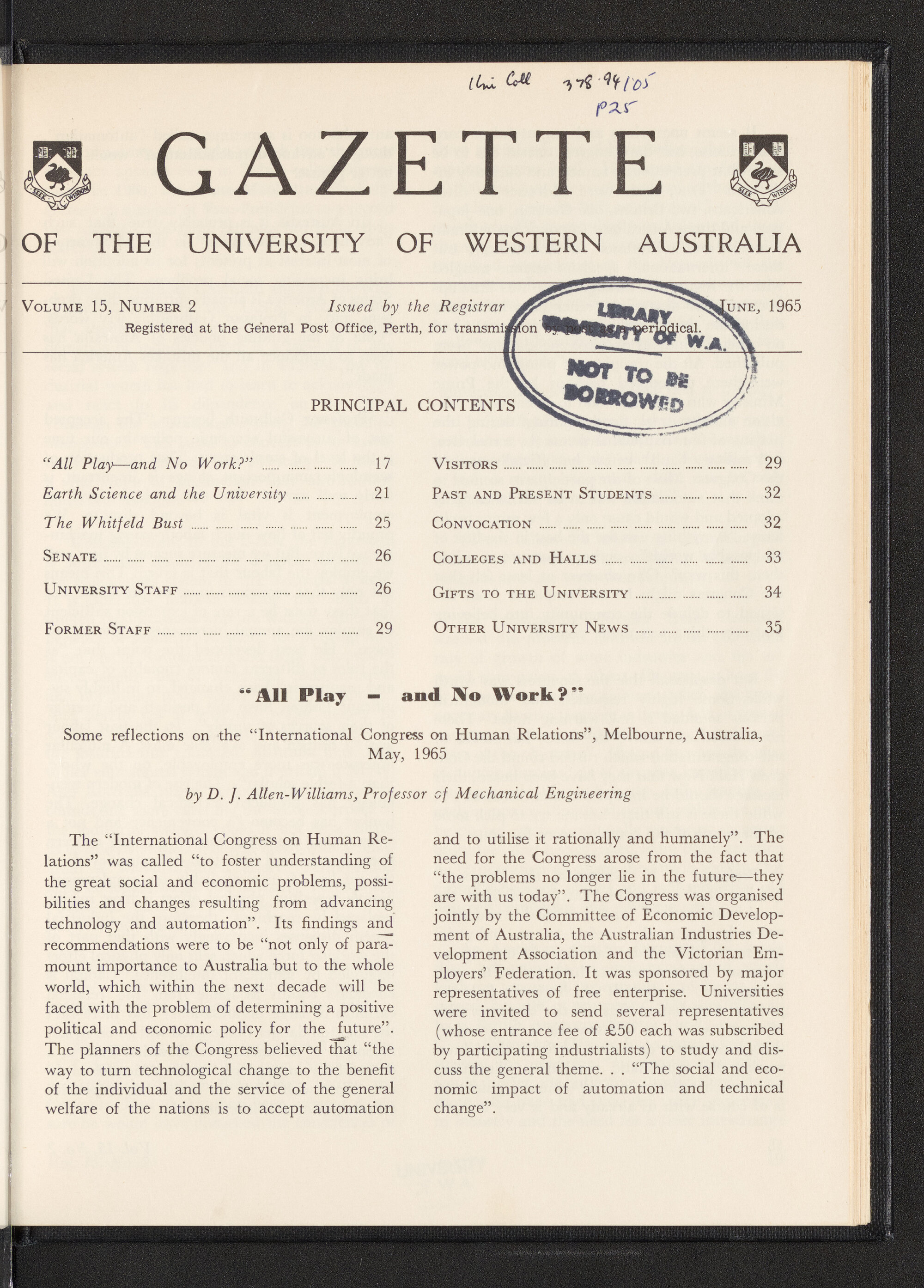 The Gazette of the University of Western Australia - Volume 15 - Number 2 - June 1965