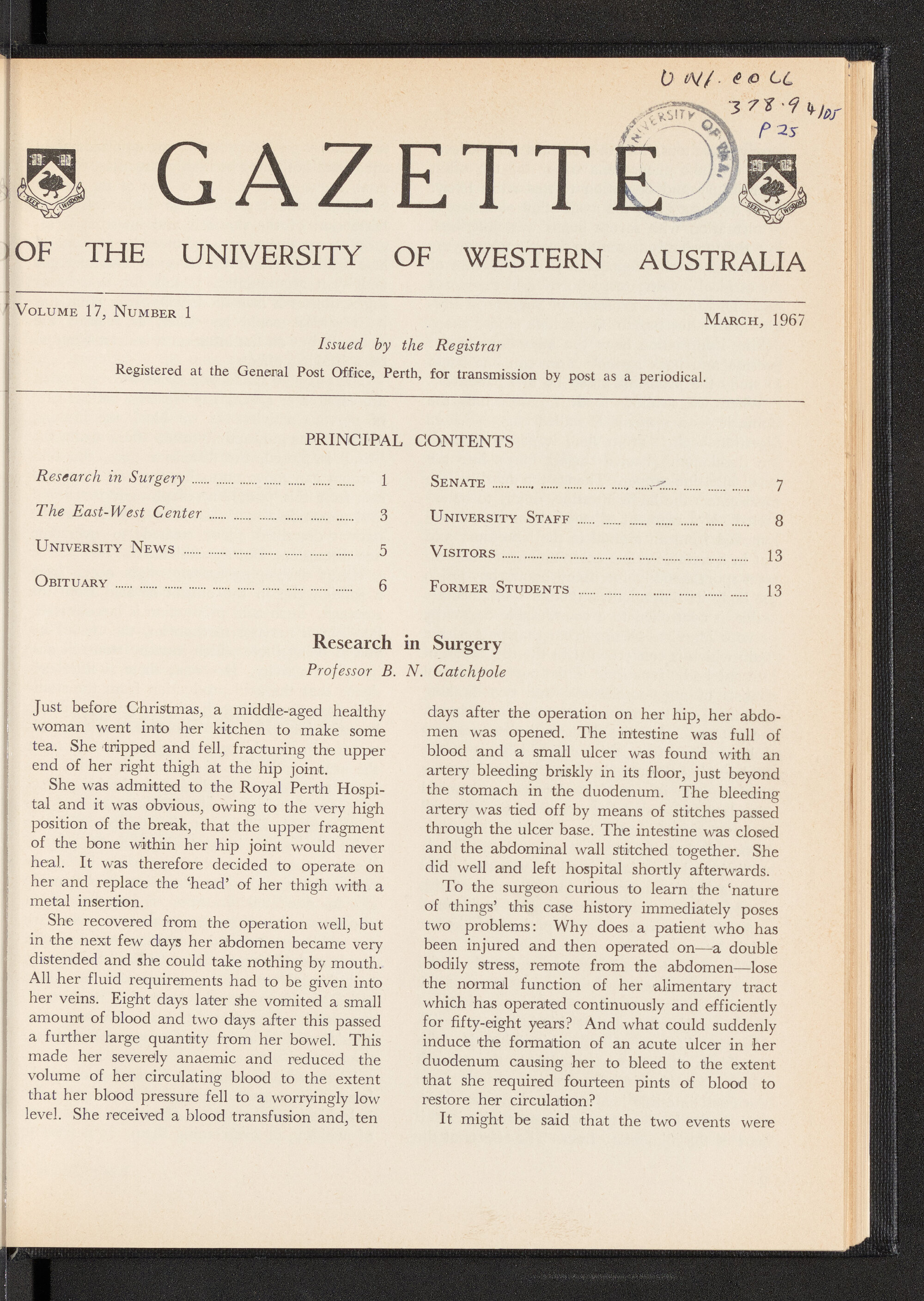 The Gazette of the University of Western Australia - Volume 17 - Number 1 - March 1967