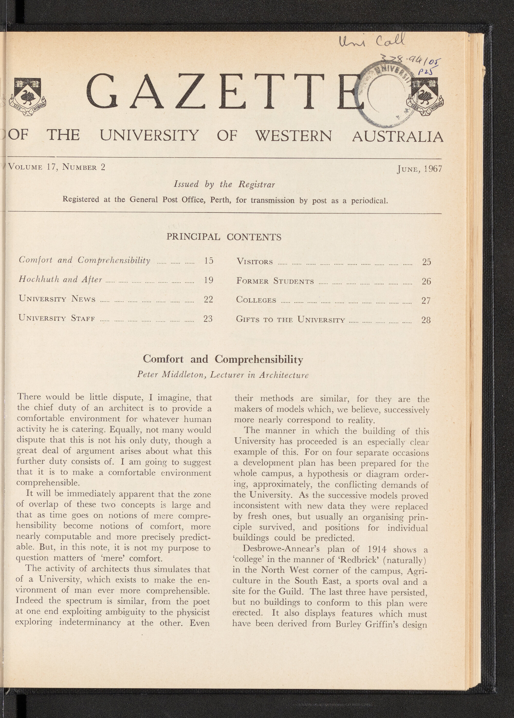 The Gazette of the University of Western Australia - Volume 17 - Number 2 - June 1967