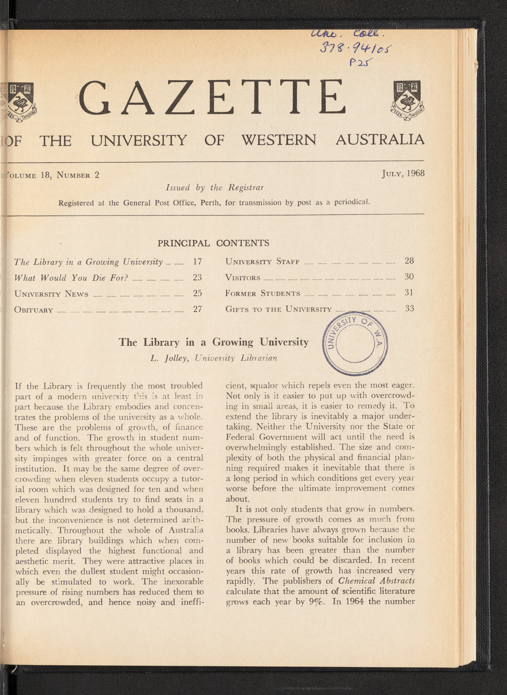 The Gazette of the University of Western Australia - Volume 18 - Number 2 - July 1968