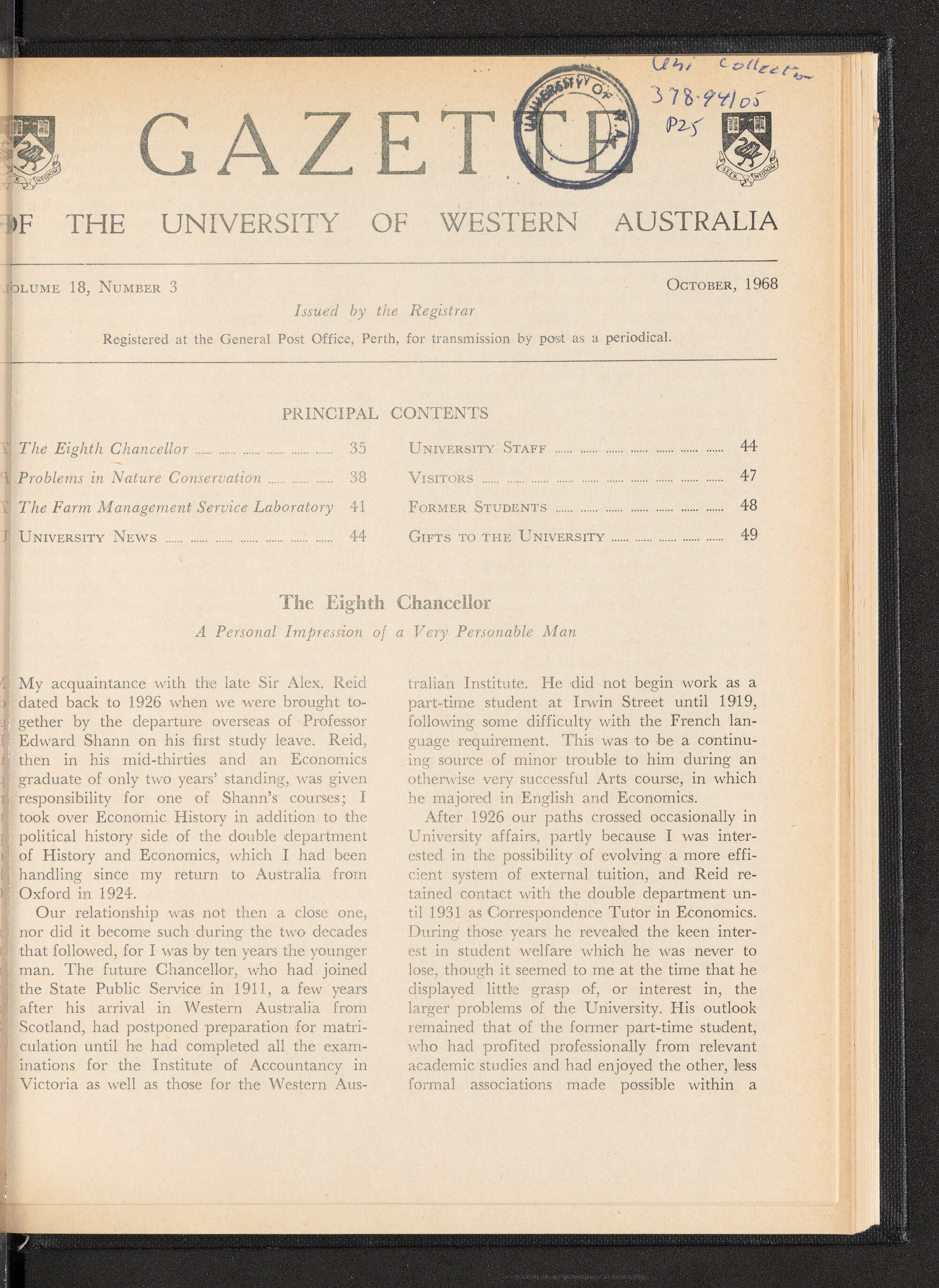 The Gazette of the University of Western Australia - Volume 18 - Number 3 - October 1968