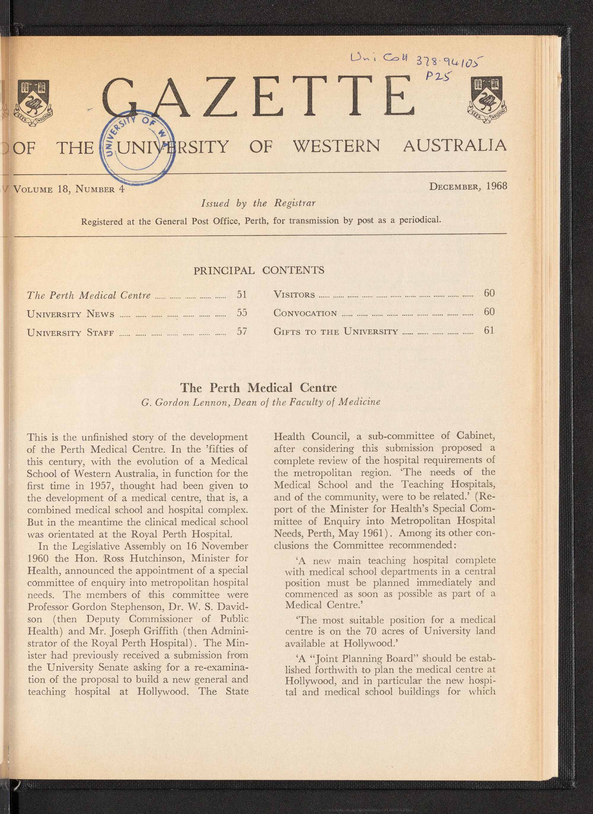 The Gazette of the University of Western Australia - Volume 18 - Number 4 - December 1968