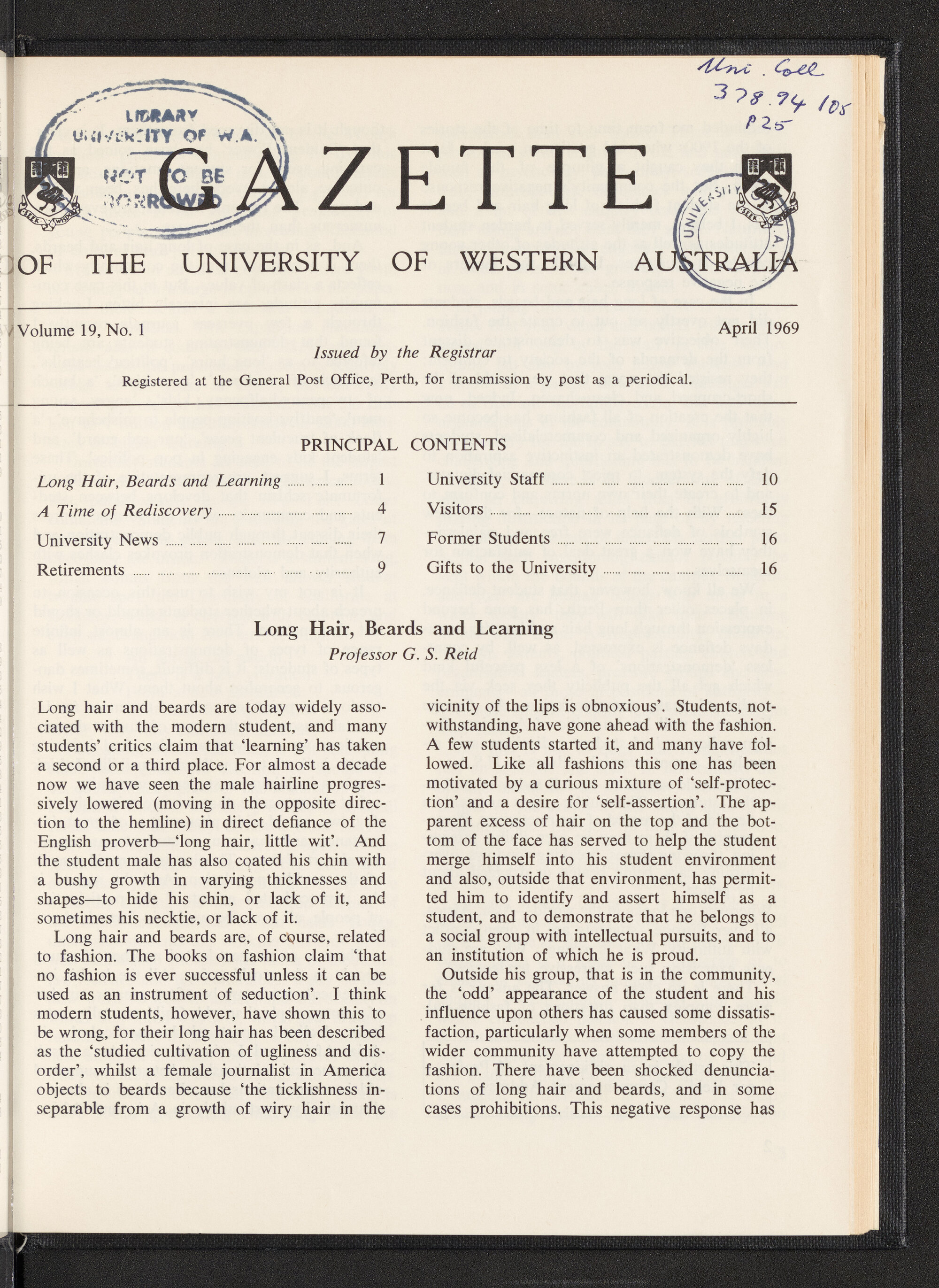 The Gazette of the University of Western Australia - Volume 19 - Number 1 - April 1969