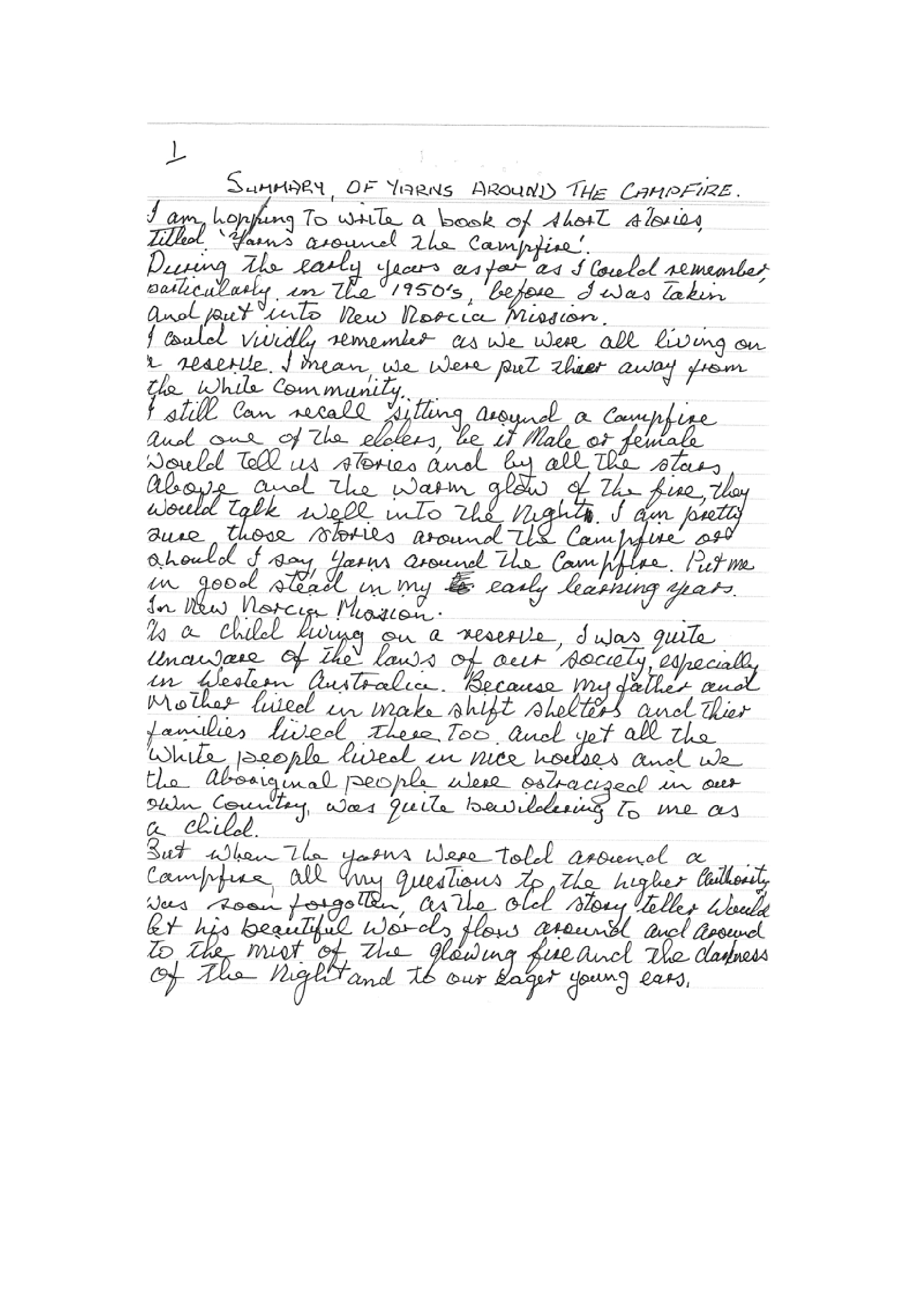 'Yarns Around the Campfire' Rationale