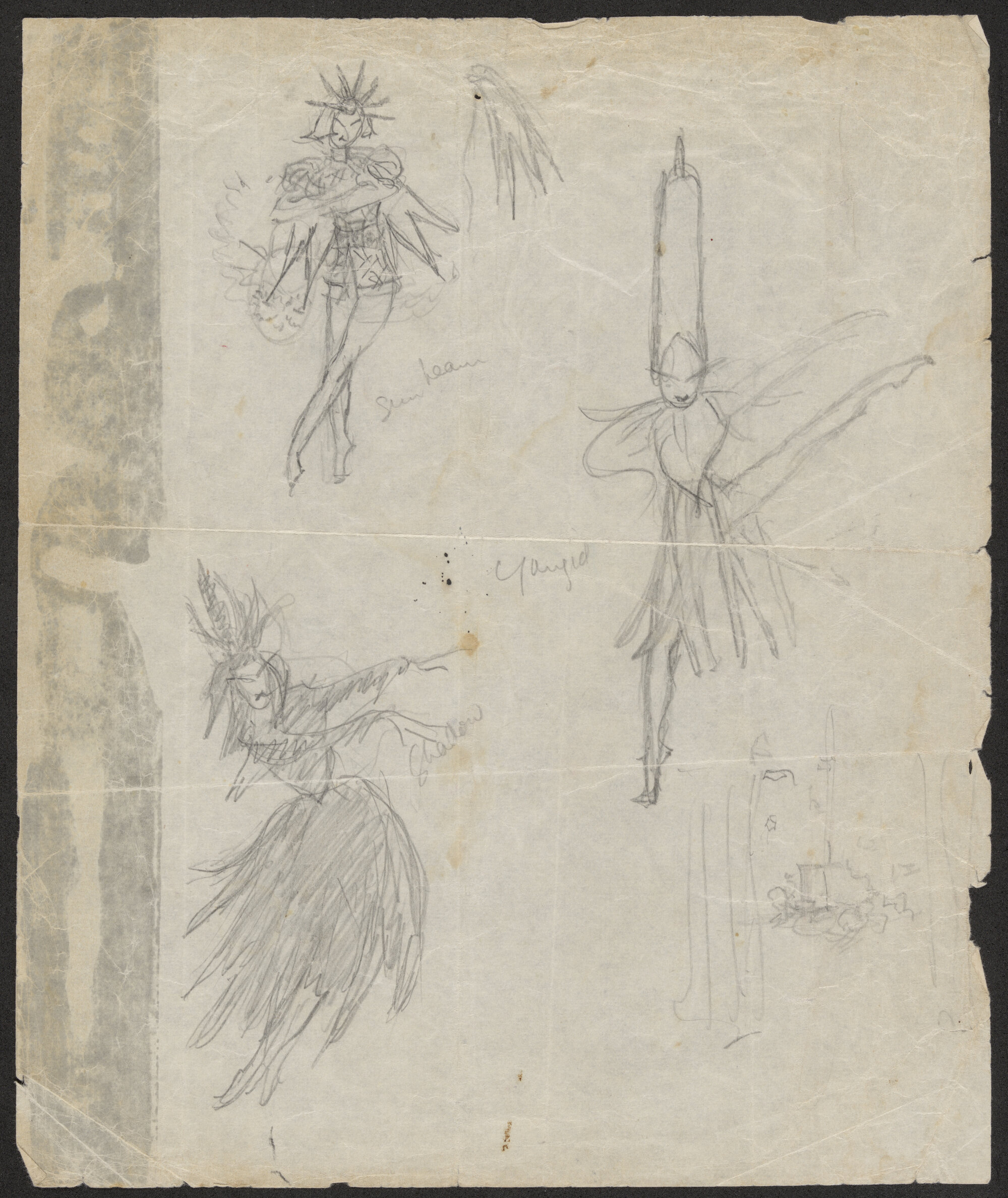 Sunbeams, Yangid (Bullrush) and Shadows costume designs