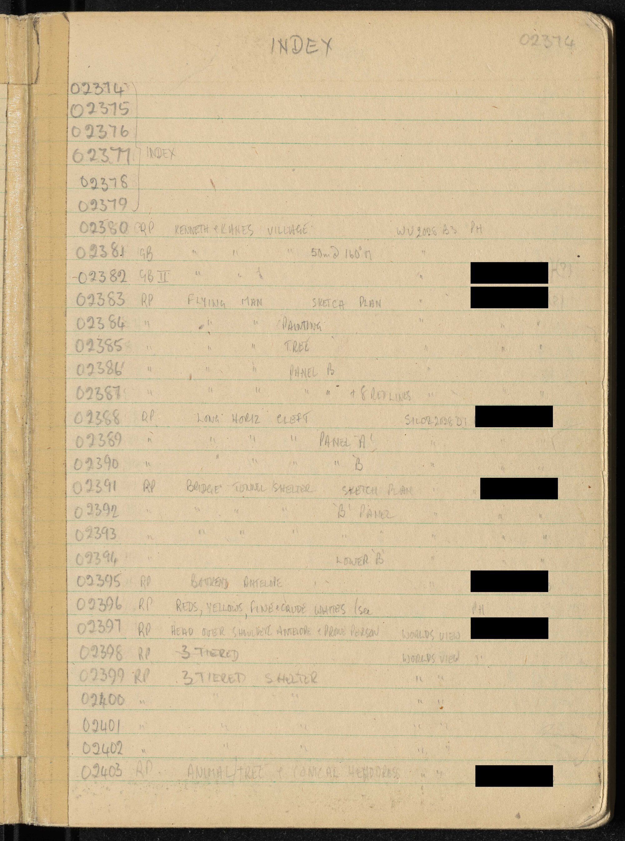 Peter Genge field notes. 02374