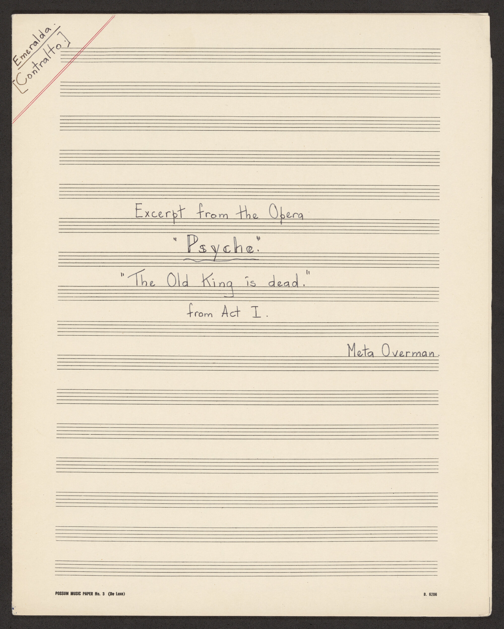 Excerpt from the Opera "Psyche" - "The Old King is dead"
