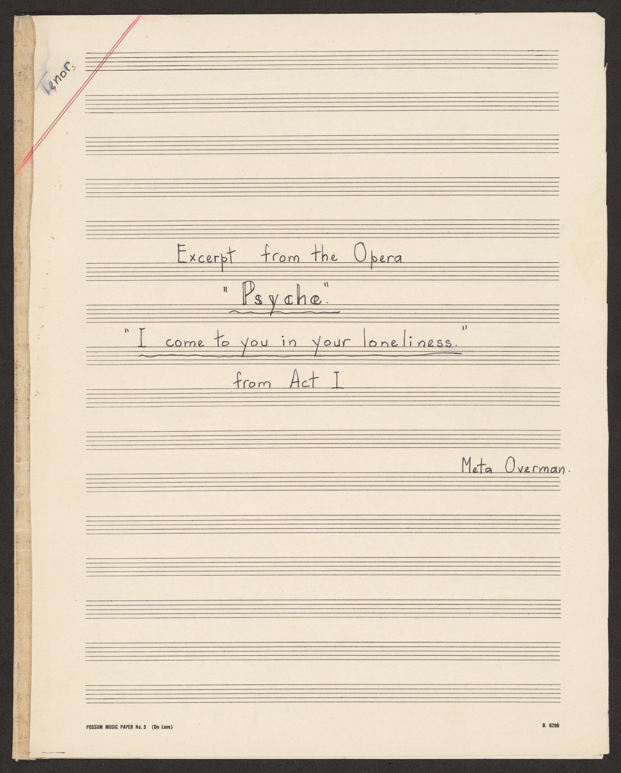 Excerpt from the opera Pysche - "I come to you in loneliness"