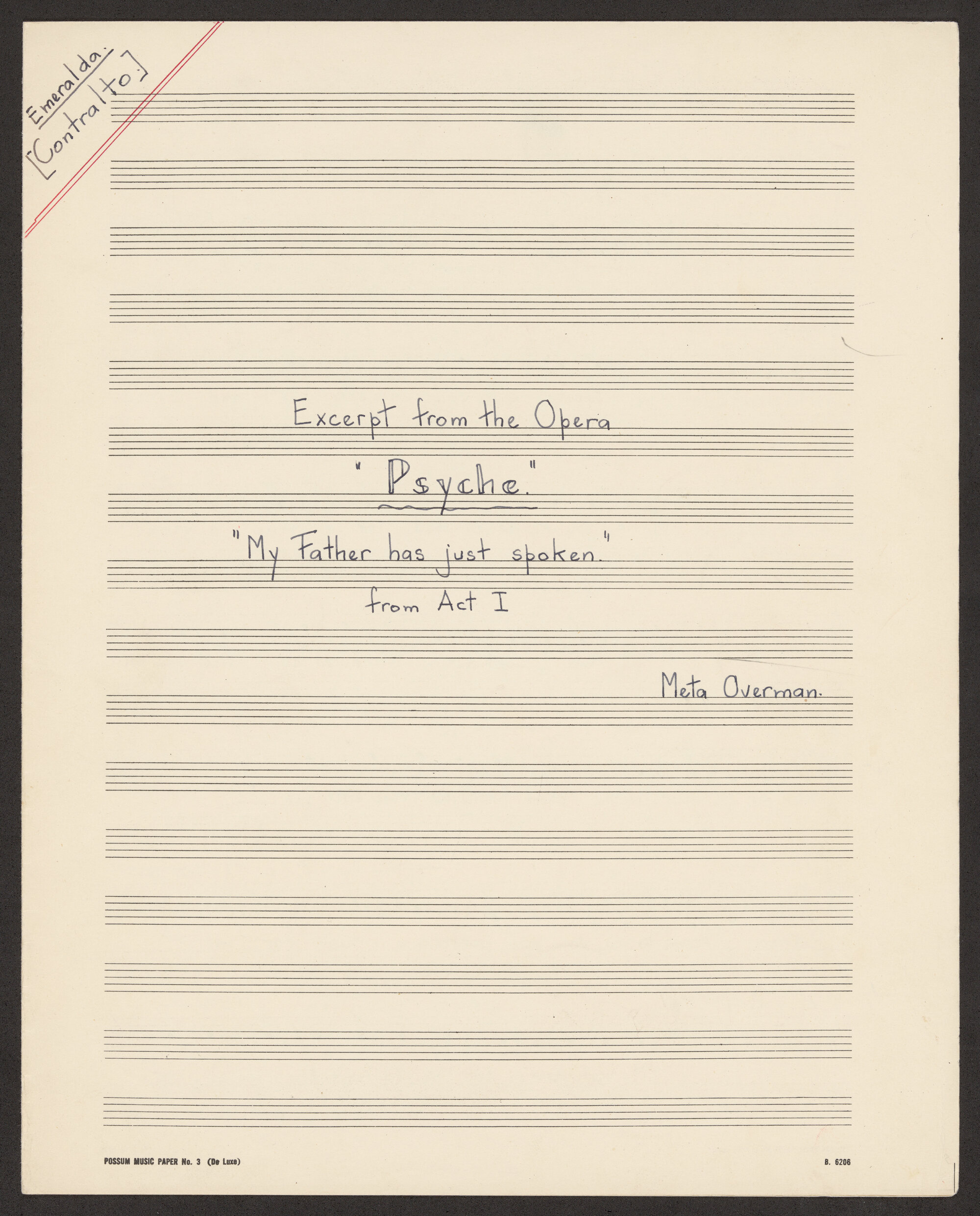 Excerpt from the opera Psyche &ndash; &ldquo;My Father has just spoken&rdquo;