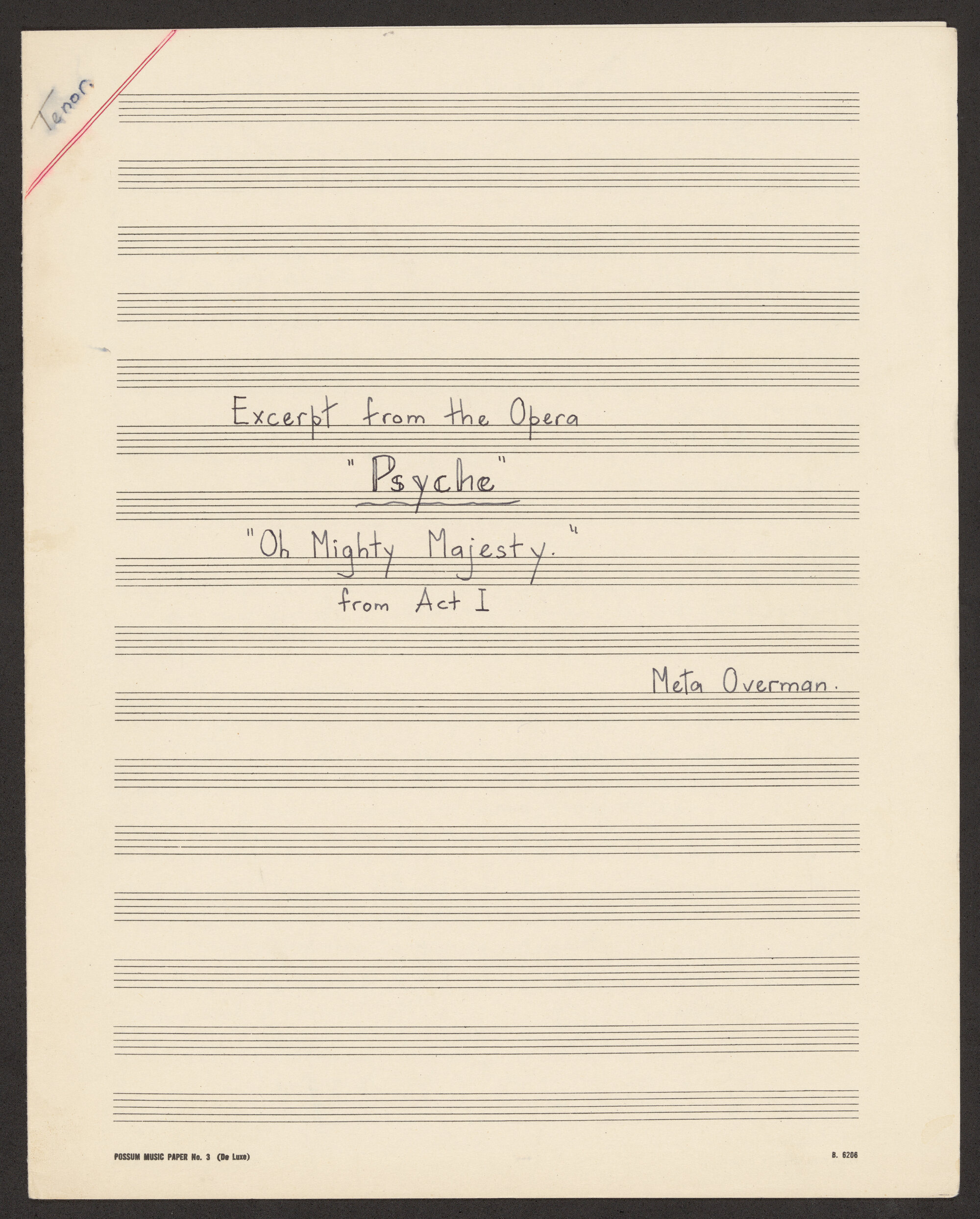 Excerpt from the opera Psyche &ndash; &ldquo;Oh Mighty Majesty&rdquo;