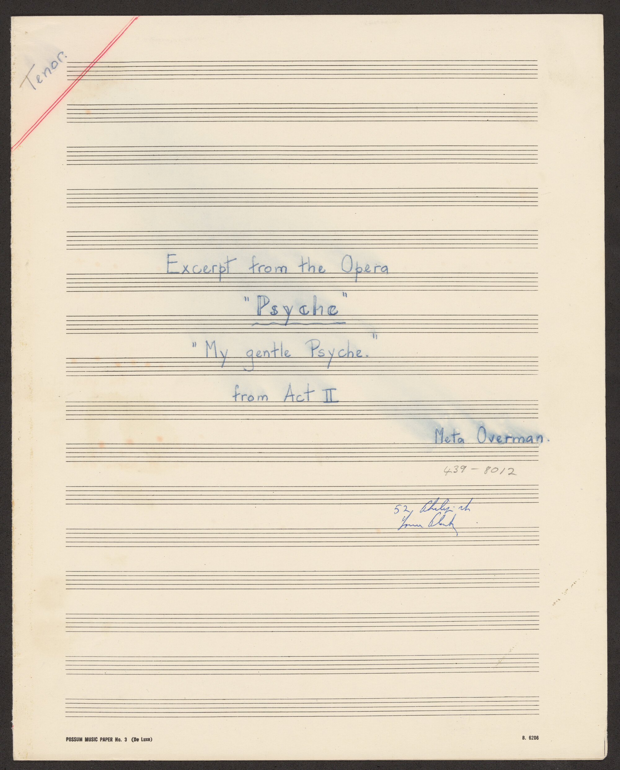 Excerpt from the opera Psyche &ndash; &ldquo;My gentle Psyche&rdquo;