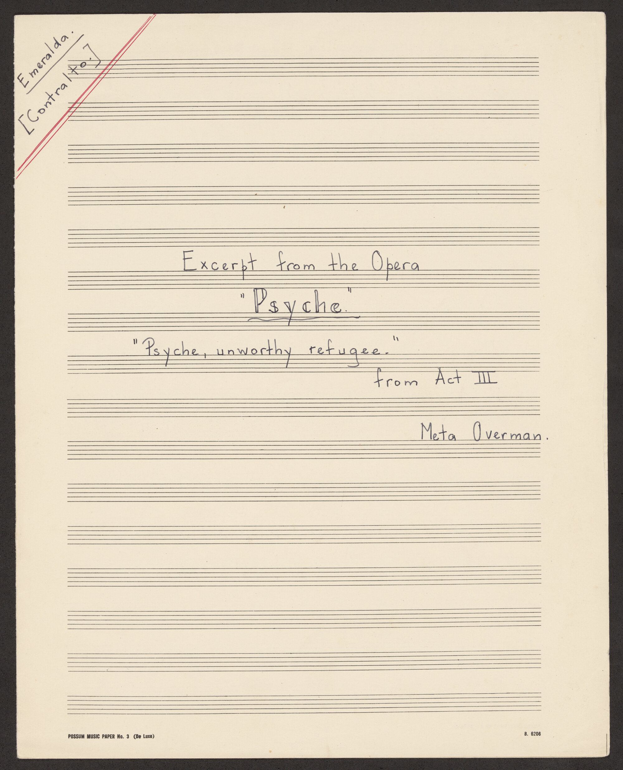Excerpt from the opera Psyche &ndash; &ldquo;Psyche, unworthy refugee&rdquo; 