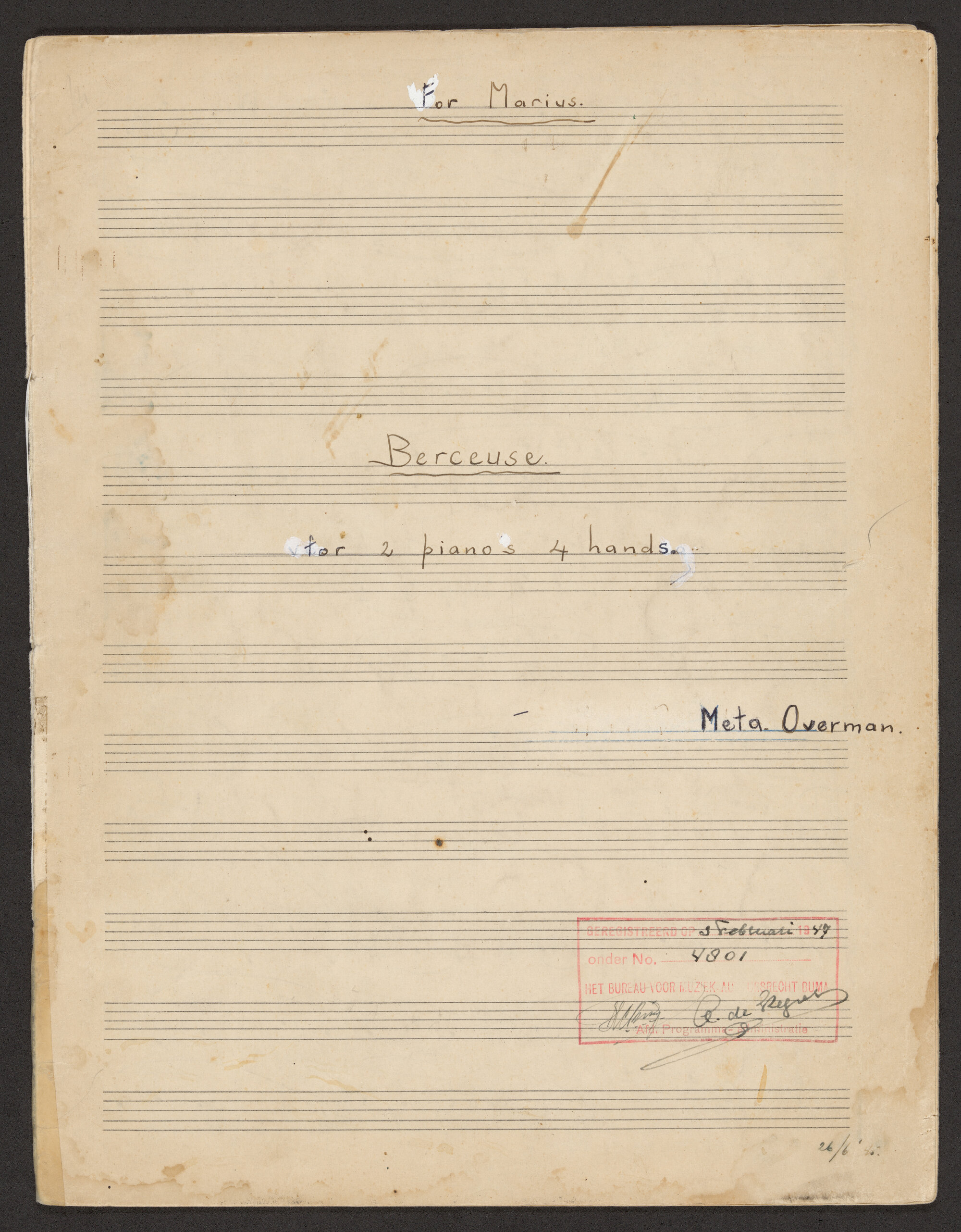 Berceuse for 2 pianos 4 hands