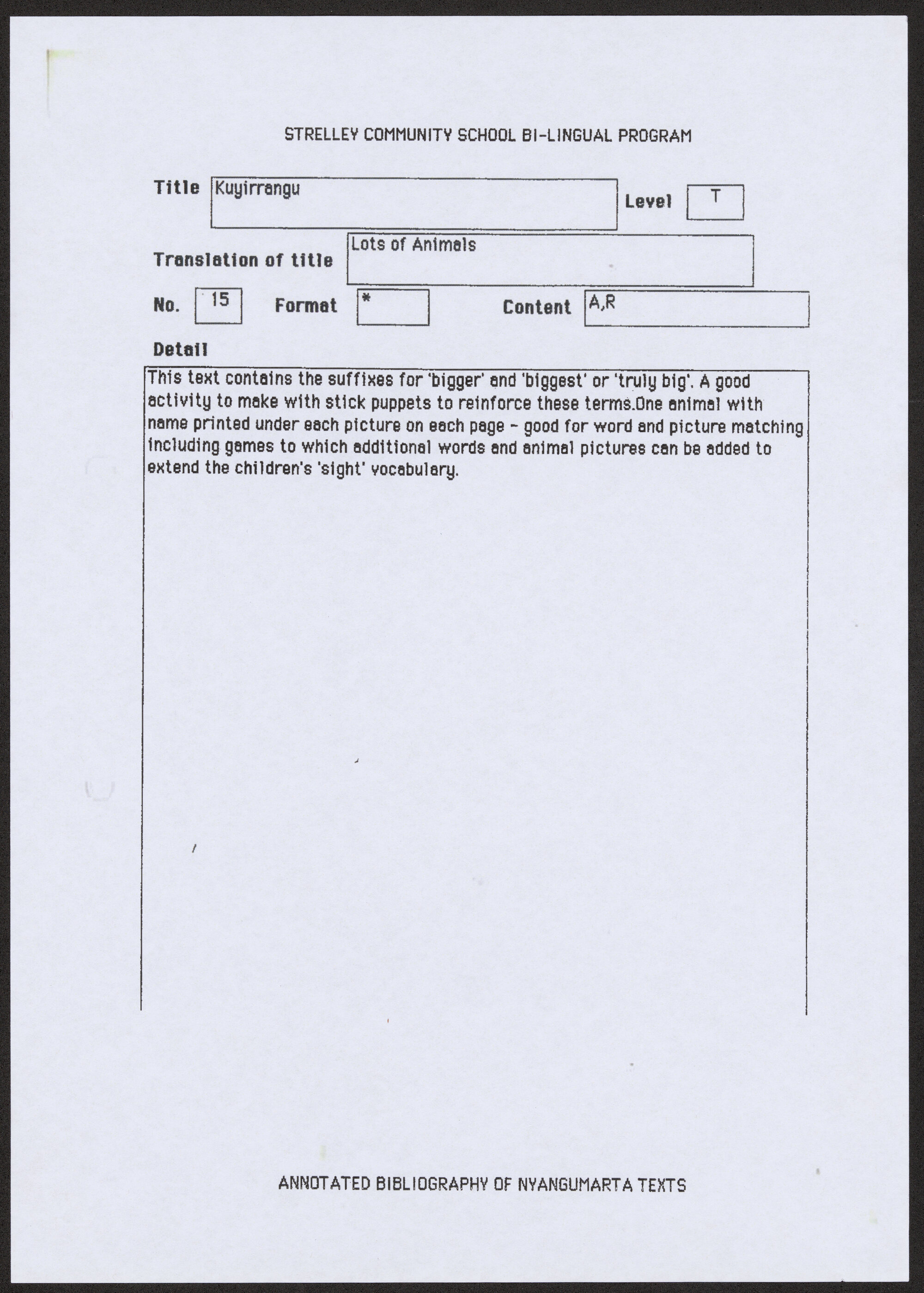 Kuyirrangu - translation