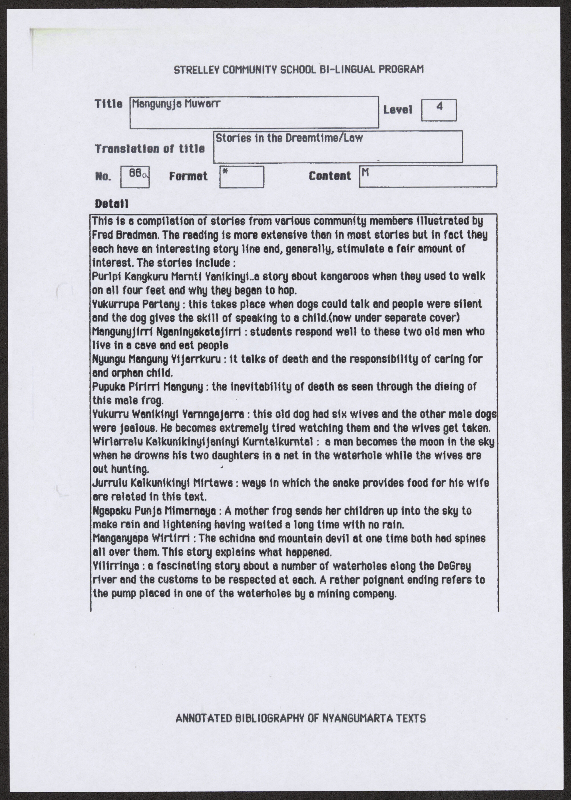 Mangunyja Muwarr - translation