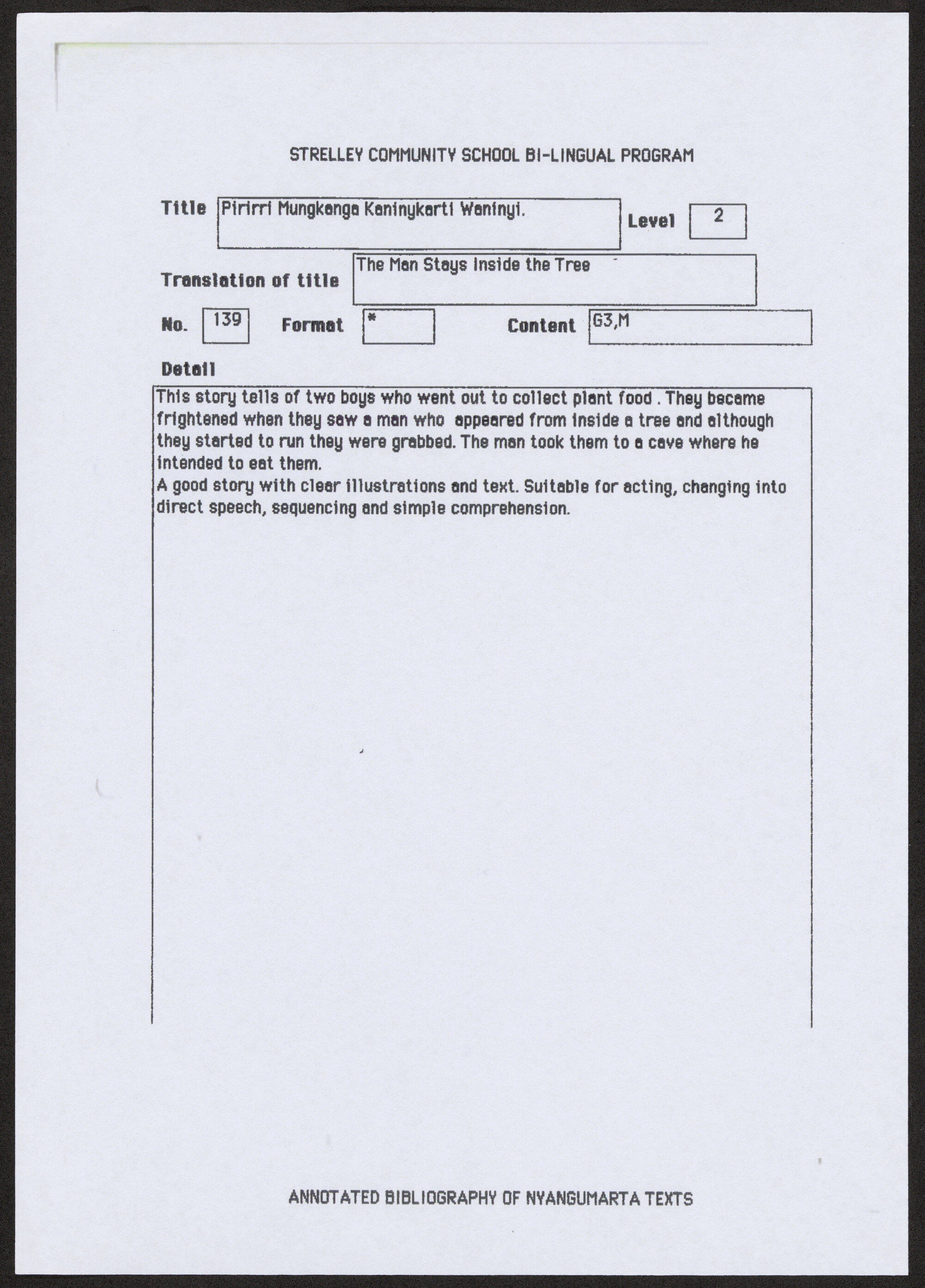 Pirirri Mungkanga Kaninykarti Waninyi - translation