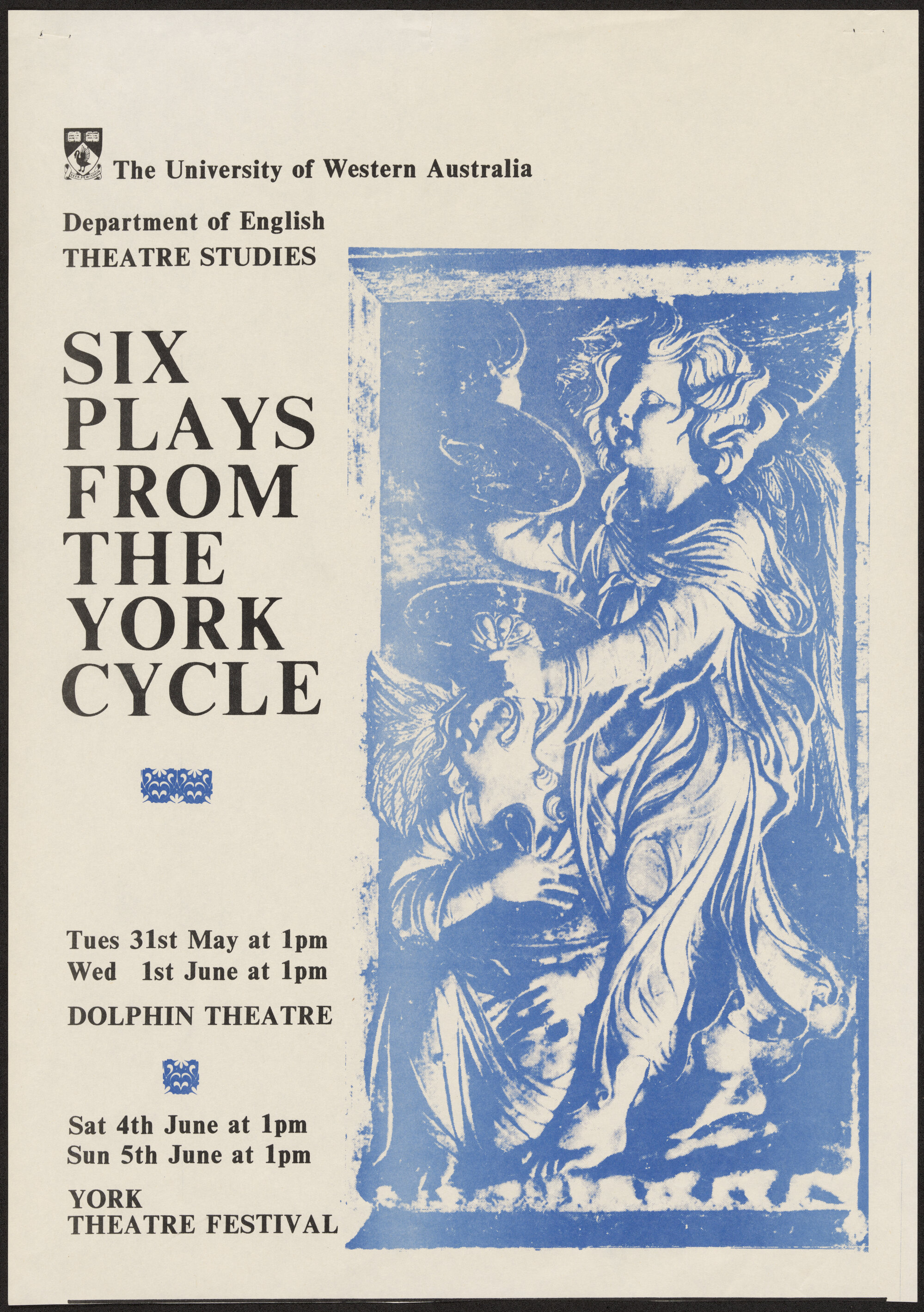 Six plays from the York cycle of mystery plays, 1988. Poster