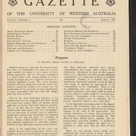 The Gazette of the University of Western Australia - Volume 1 - Number 3 - August 1951