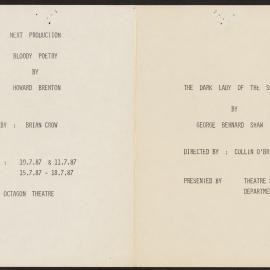 The dark lady of the sonnets, 1987. Program