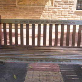 62714P - UWA Benches Project - DAWSON : IN LOVING MEMORY OF JIM DAWSON 1943- 2006 - Gillett Promenade, Geology - Close Up