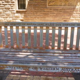 62716P - UWA Benches Project - WILKIE : IN LOVING MEMORY OF SARAH JANE WILKIE (nee DAWSON) 1981-2013 - Gillett Promenade, Geology - Close Up