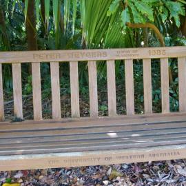 62738P - UWA Benches Project - WEYGERS : PETER WEYGERS MAYOR OF CLAREMONT 1985 - Tropical Grove, Great Court North - Close Up