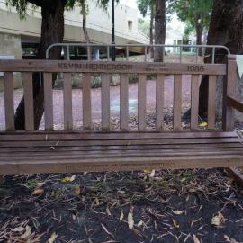 62754P - UWA Benches Project - HENDERSON : IN MEMORY OF KEVIN HENDERSON STUDENT 1984 - 1985  1986 - Human Movement - Close Up