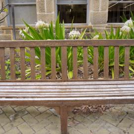 62779P - UWA Benches Project - WATSON-WILLIAMS : HELEN WATSON-WILLIAMS DEPT OF ENGLISH 1950 - 1987 - Patricia Crawford Court, Arts - Close Up