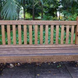 62795P - UWA Benches Project - MARSHALL : DR ALAN E (SLIM) MARSHALL 1938-2011 - Tropical Grove - Close Up
