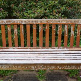 62797P - UWA Benches Project - TAIT : Victoria Ann McMorran Tait 25/09/1983 - 10/11/2011 - Tropical Grove, Great Court South - Close Up