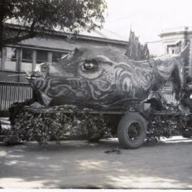 53997P - Graduation procession - Whale Biology float - View from side - No students