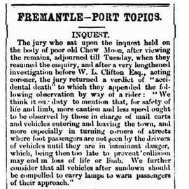 Newspaper article - Inquest into the death of Chow Moon