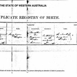 Mary Ann Moon birth certificate - Eldest daughter of Chow Moon