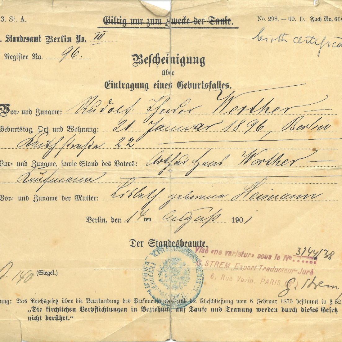 Rudolf Werther Project 2003. Folder 11, University of Greifswald Archives