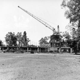 541P - Library Building building under construction from Great Court - Crane and truck in front of building - 14 December 1962