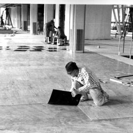 565P - New Library interior - laying rubber tiles - 24 October 1963