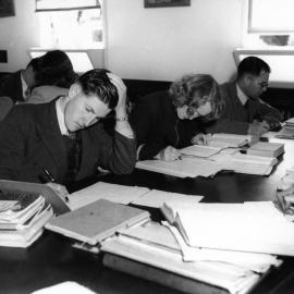 5835P - Close up of students studying in Library extension to Administration Building - October 1949
