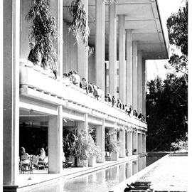 2905P - Students on terrace and verandah - Reid Library - January 1972