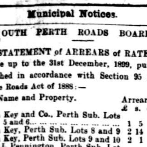 Ah Key & Co. Lots in South Perth, 1900