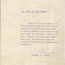 Chan On's Lost CEDT replacement, 1912